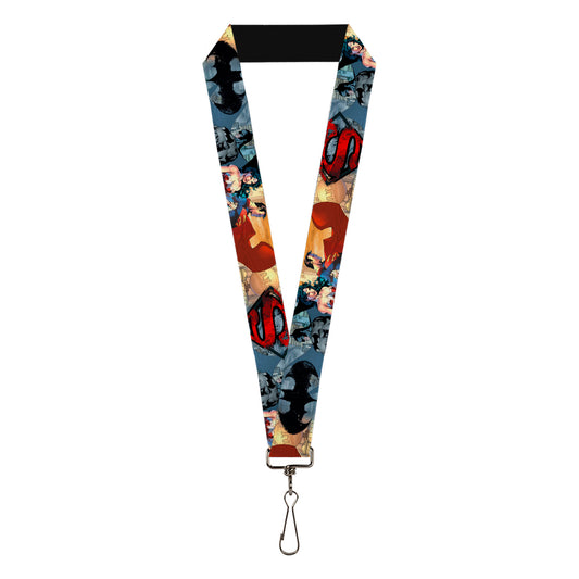 Lanyard - 1.0" - DC Comics Trinity Group-Batman Wonder Woman Superman Pose Logos