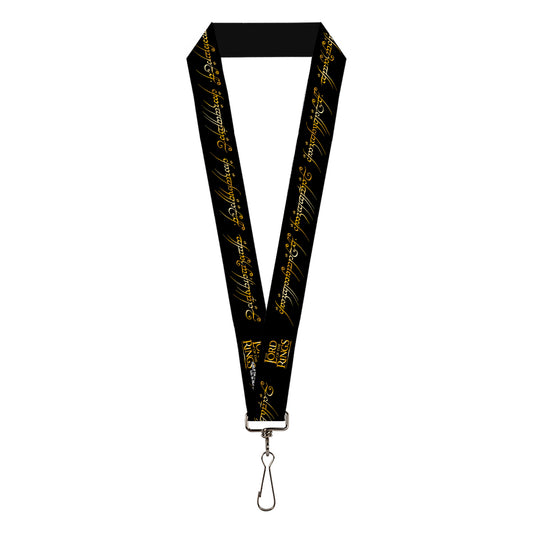 Lanyard - 1.0" - THE LORD OF THE RINGS One Ring Inscription Black Gold