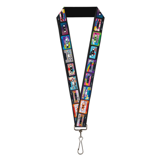 Lanyard - 1.0" - Nick 90's Rewind 13-Mash Up Cassette Tapes Black