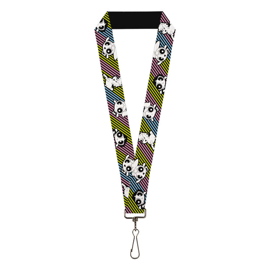 Lanyard - 1.0" - The Powerpuff Girls and Donny Stripe Black/Multi Pastel