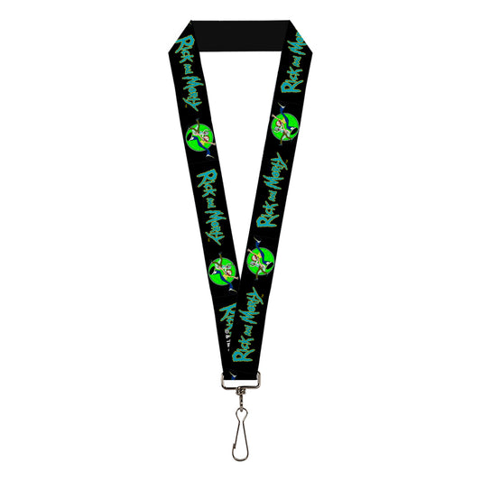 Lanyard - 1.0" - RICK AND MORTY Title Logo and Portal Pose Black