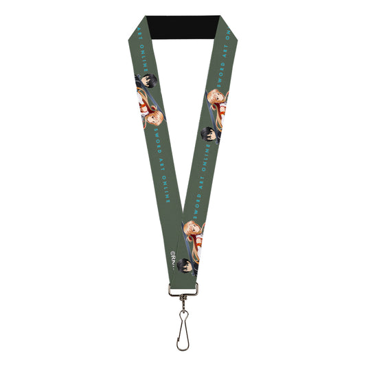 Lanyard - 1.0" - SWORD ART ONLINE Kirito and Asuna Pose and Title Logo Gray