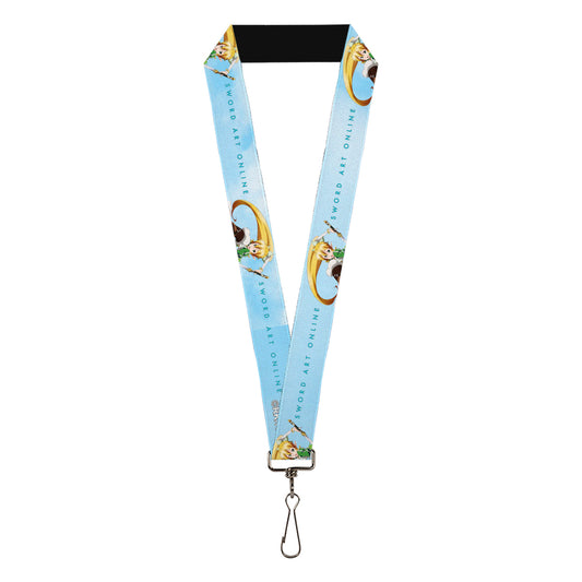 Lanyard - 1.0" - SWORD ART ONLINE Leafa Joyeuse Pose and Title Logo Light Blue