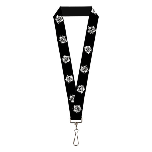 Lanyard - 1.0" - Winchester Pentagram Repeat Black White