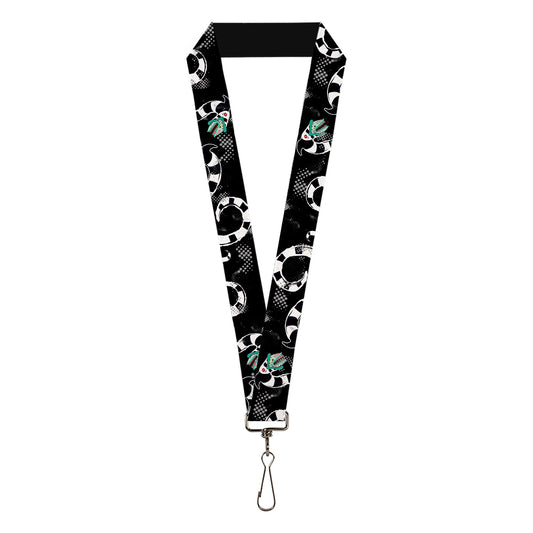 Lanyard - 1.0" - Beetlejuice Sandworm Halftone Repeat Black/Gray