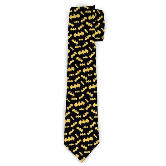 Necktie Standard - Bat Signal-1 Scattered Black Yellow