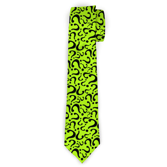 Necktie Standard - Riddler "?" Scattered Lime Green Black