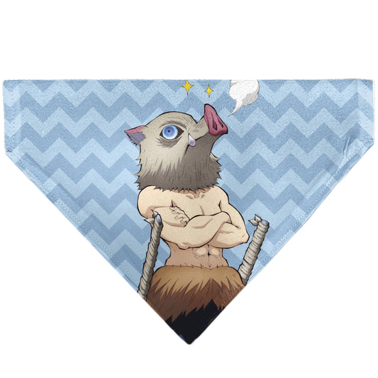 Pet Bandana - Demon Slayer Inosuke Hashibira Beast Breath Pose Chevron Blues