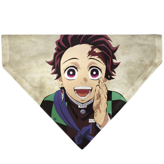 Pet Bandana - Demon Slayer Tanjiro Kamado Smiling Pose Tan