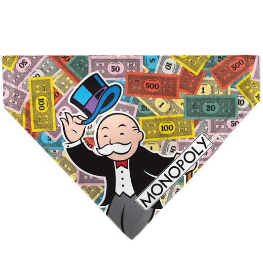 Pet Bandana - Mr. Monopoly Poses Play Money Stacked Multi Color