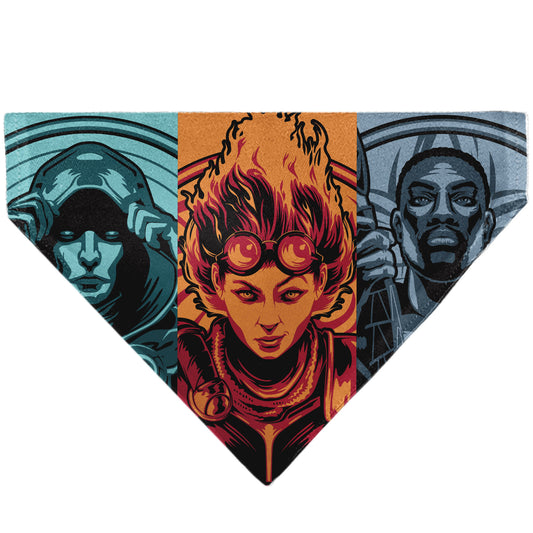 Pet Bandana - Magic the Gathering Three Planeswalker Pose Blocks Blues/Oranges