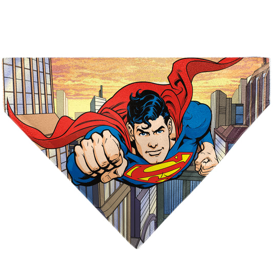 Pet Bandana - Superman Flying Action Cityscape Pose