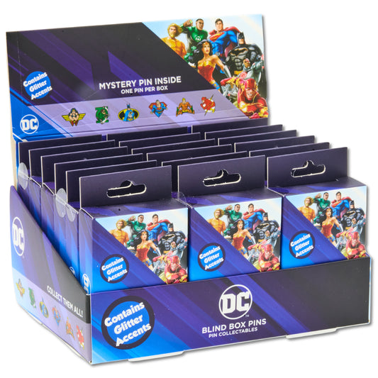 Blind Box Mystery Pin PDQ - DC Comics Justice League Superheroes  - 18 Total Boxes of Randomly Assorted Pins