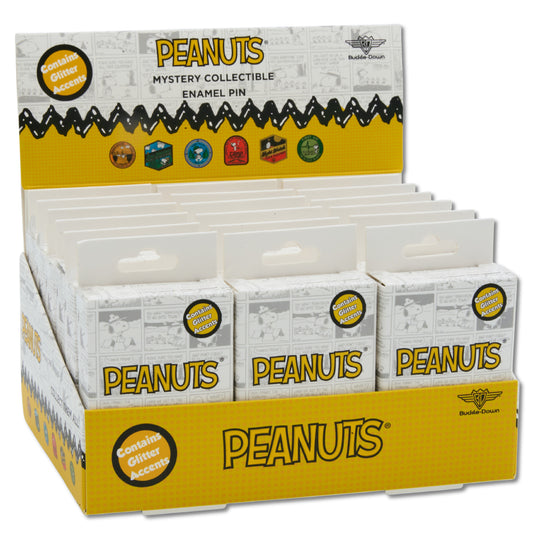 Blind Box Mystery Pin PDQ - Peanuts Scout Badges - 3 Boxes of Each Character - 18 Total Boxes
