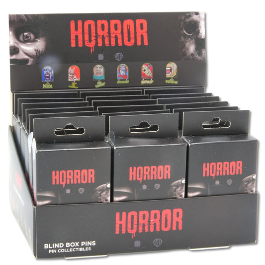 Blind Box Mystery Pin PDQ - Warner Horror Movie Title Logo - 3 Boxes of Each Character - 18 Total Boxes