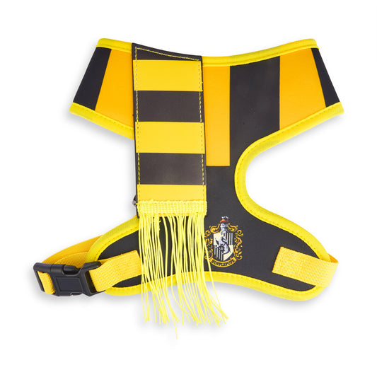 Pet Harness - Harry Potter Hufflepuff Stripe Yellow/Black with Scarf Applique