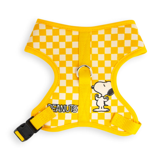Pet Harness - PEANUTS Snoopy Flexing Pose Checker Yellow/White