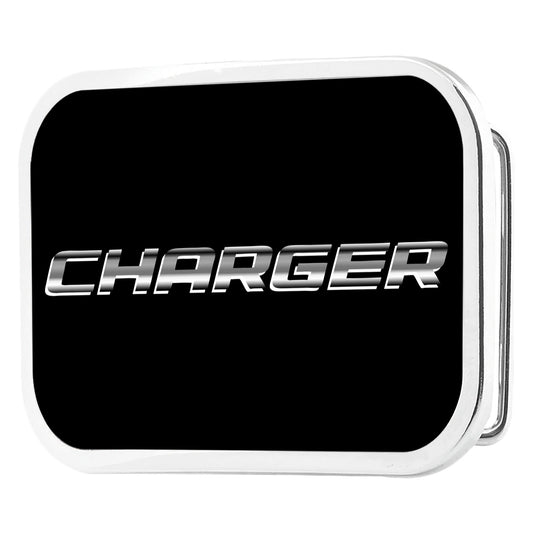 CHARGER Text Framed FCG Black Silver-Fade - Chrome Rock Star Buckle