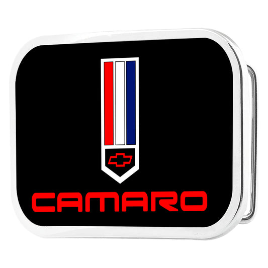 Camaro Badge Framed FCG Black Red White Blue - Chrome Rock Star Buckle
