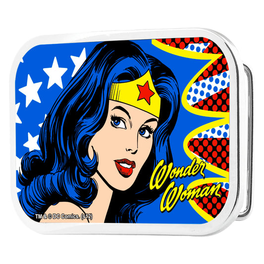 Wonder Woman Face w Stars Framed FCG - Chrome Rock Star Buckle