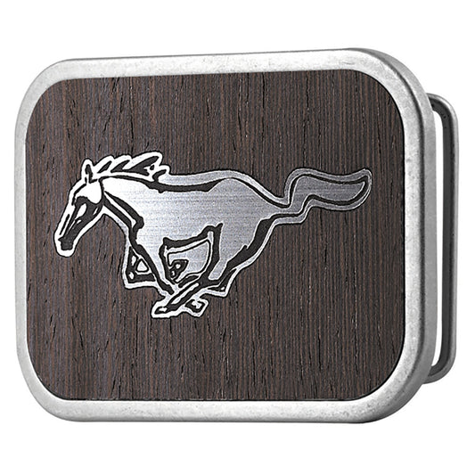 Ford Mustang Framed Marquetry Black Walnut Metal - Matte Rock Star Buckle