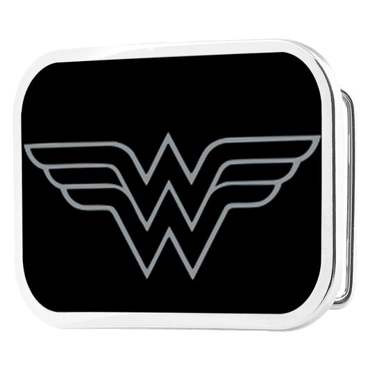 Wonder Woman Logo Framed Reverse Brushed - Chrome Rock Star Buckle