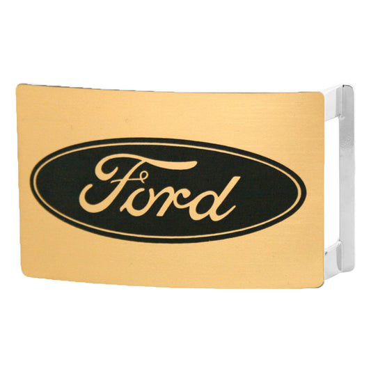 Ford Oval Rock Star Buckle - Brushed Gold Black