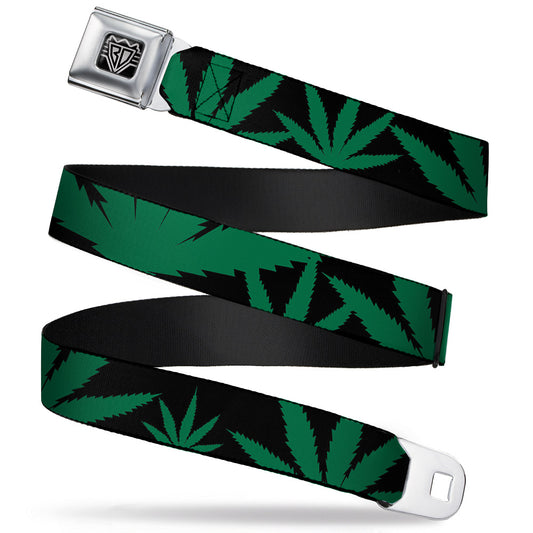 Seatbelt Belt - Marijuana Leaf Close-Up