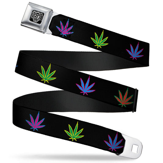 Seatbelt Belt - Marijuana Leaf Repeat Black/Multi Color