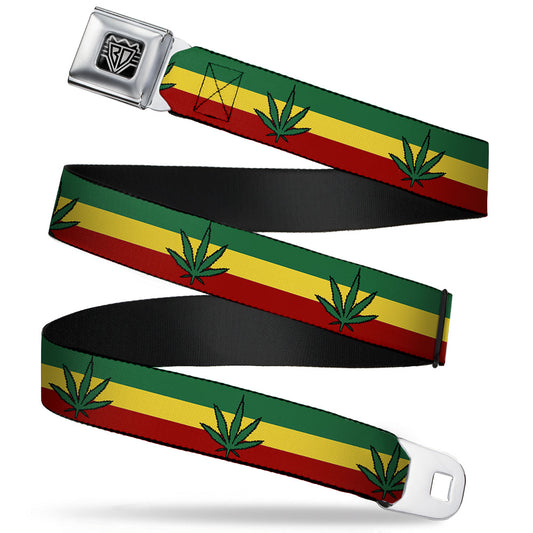 Seatbelt Belt - Marijuana Leaf Repeat Rasta