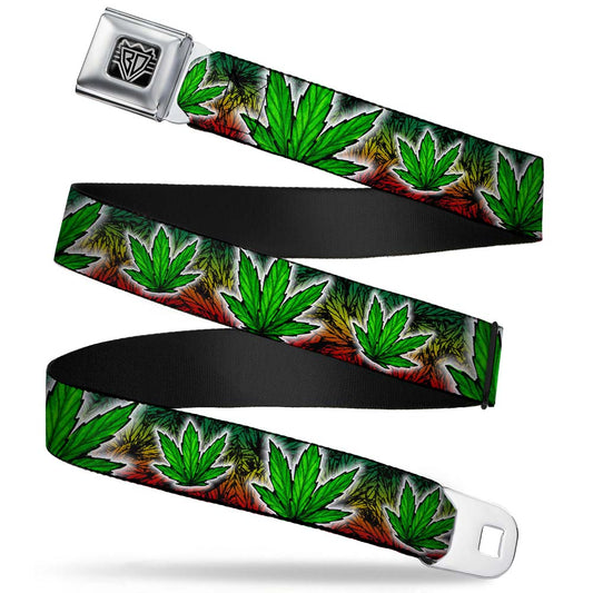 Seatbelt Belt - Marijuana Haze Rasta/White