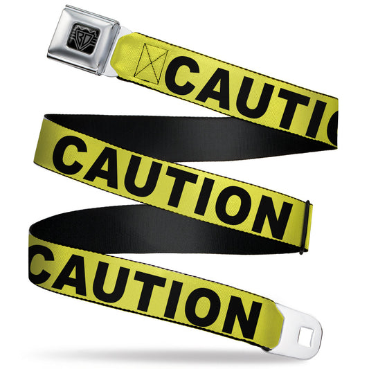 BD Wings Logo CLOSE-UP Full Color Black Silver Seatbelt Belt - CAUTION Yellow/Black Webbing