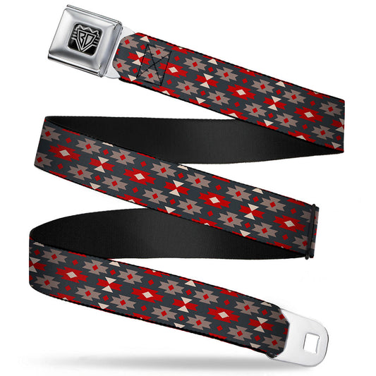 BD Wings Logo CLOSE-UP Full Color Black Silver Seatbelt Belt - Mini Navajo Black/Gray/Red/White Webbing