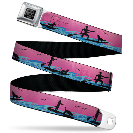 BD Wings Logo CLOSE-UP Black/Silver Seatbelt Belt - SUP w/Dog Pink/Blues/Black Webbing