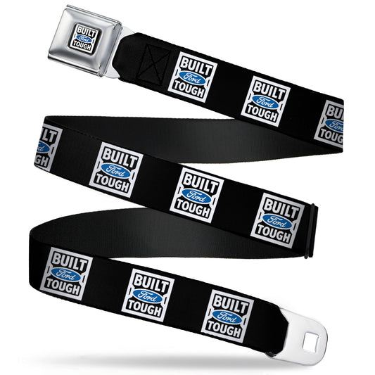 BUILT FORD TOUGH Logo2 Full Color Black White Blue Seatbelt Belt - BUILT FORD TOUGH Logo2 Black/White/Blue Webbing