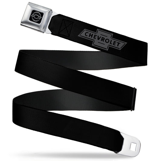 Chevy Seatbelt Belt - Vintage CHEVROLET Bowtie Black/Charcoal (1934 logo) Webbing