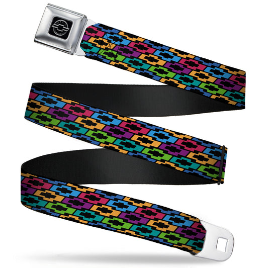Chevy Seatbelt Belt - Chevy Bowties 5-Row Black/Multi Color Webbing