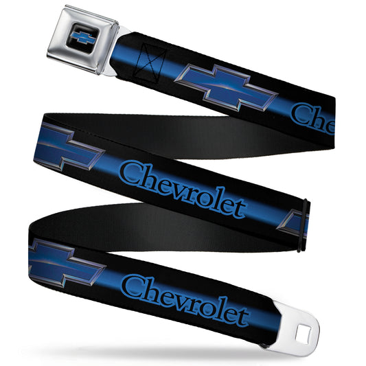 Chevrolet Horizon Bowtie Full Color Black Silver Blue Seatbelt Belt - CHEVROLET/Horizon Bowtie Ombre Black/Blue/Silver/Blue Webbing