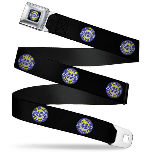 CHEVROLET SUPER SERVICE Logo Black Blue Yellow White Seatbelt Belt - CHEVROLET SUPER SERVICE Logo Black/Blue/Yellow/White Webbing