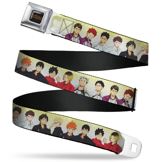 HAIKYU Title Logo Full Color Black/Orange Seatbelt Belt - Haikyu Six Volleyball Team Player Pairs Line Up Yellows Webbing