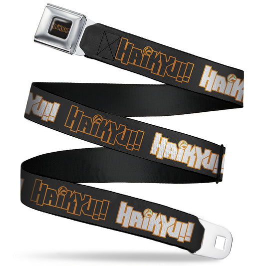 HAIKYU Title Logo Full Color Black/Orange Seatbelt Belt - HAIKYU Title Logos Black/Orange/White Webbing