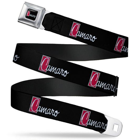 1972 CAMARO Script Emblem Full Color Black Silver Reds Seatbelt Belt - 1972 CAMARO Script Emblem Black/Silver/Reds Webbing