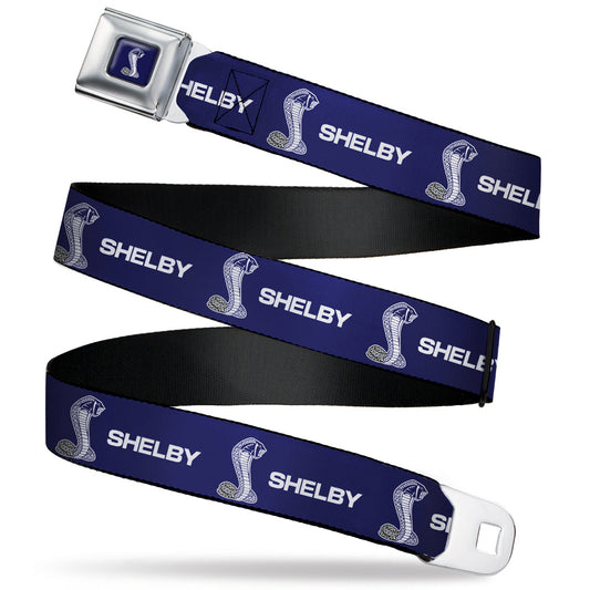 Carroll Shelby Super Snake Cobra Navy/White Seatbelt Belt - SHELBY Super Snake Cobra Navy/White Webbing