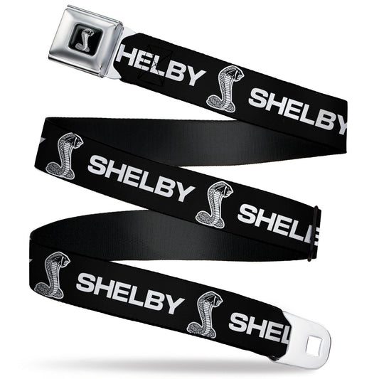 Carroll Shelby Super Snake Cobra Full Color Black White Seatbelt Belt - Carroll Shelby SHELBY Super Snake Cobra Black/White Webbing