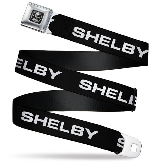 SHELBY Tiffany Split Full Color Black/White Seatbelt Belt - SHELBY Text Only Black/White Webbing