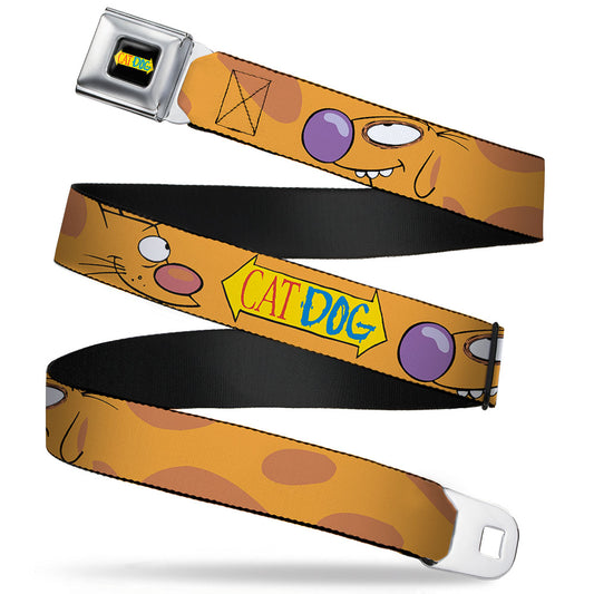 CAT DOG Logo Full Color Black Yellow Red Blue Seatbelt Belt - CatDog Stretch/CATDOG Logo Webbing