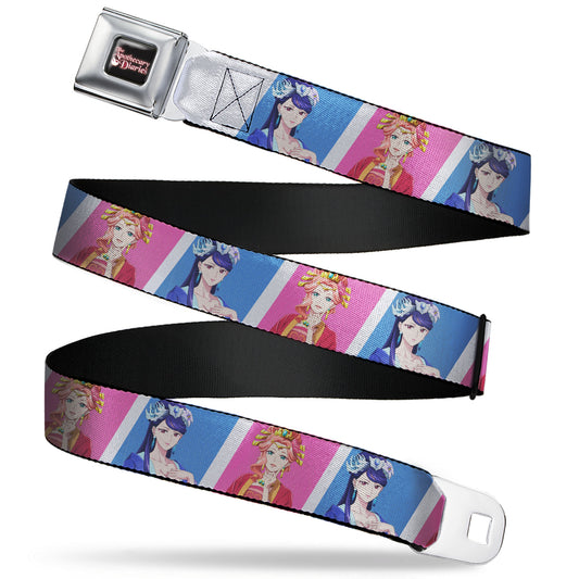 THE APOTHECARY DIARIES Title Logo Full Color Black/Red/White Seatbelt Belt - The Apothecary Diaries Gyokuyo and Lihua Pose Blocks White/Pink/Blue Webbing