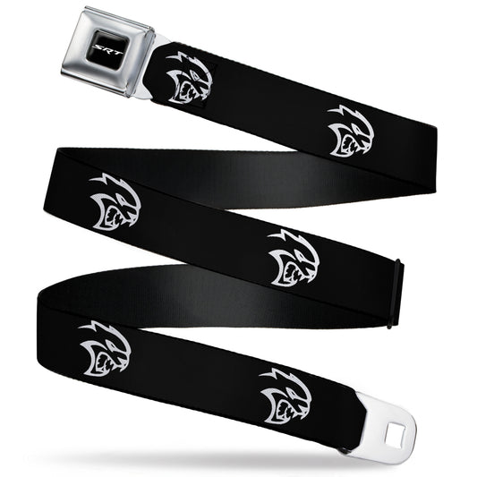SRT Logo Full Color Black White Seatbelt Belt - Dodge Hellcat Logo Black/White Webbing