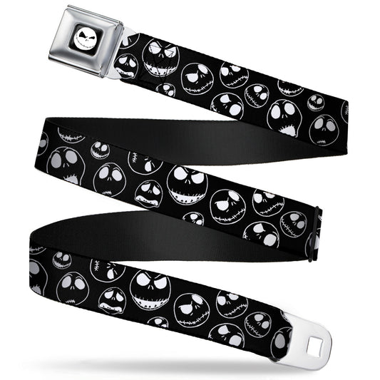 Jack Expression8 Full Color Seatbelt Belt - Jack Outline Expressions Scattered Black/White Webbing