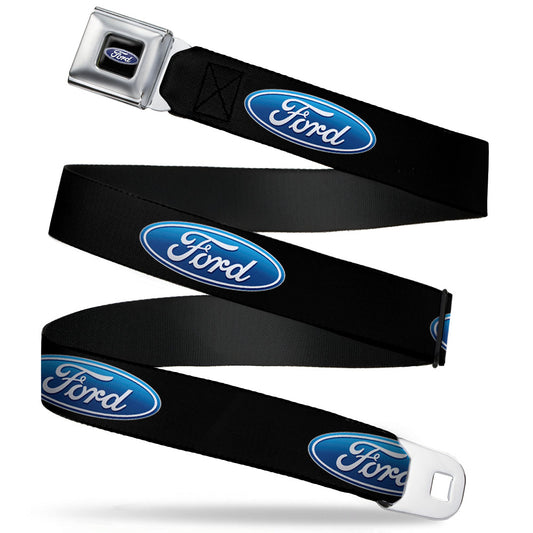 Ford Oval Full Color Black Blue Seatbelt Belt - Ford Oval Logo REPEAT Webbing